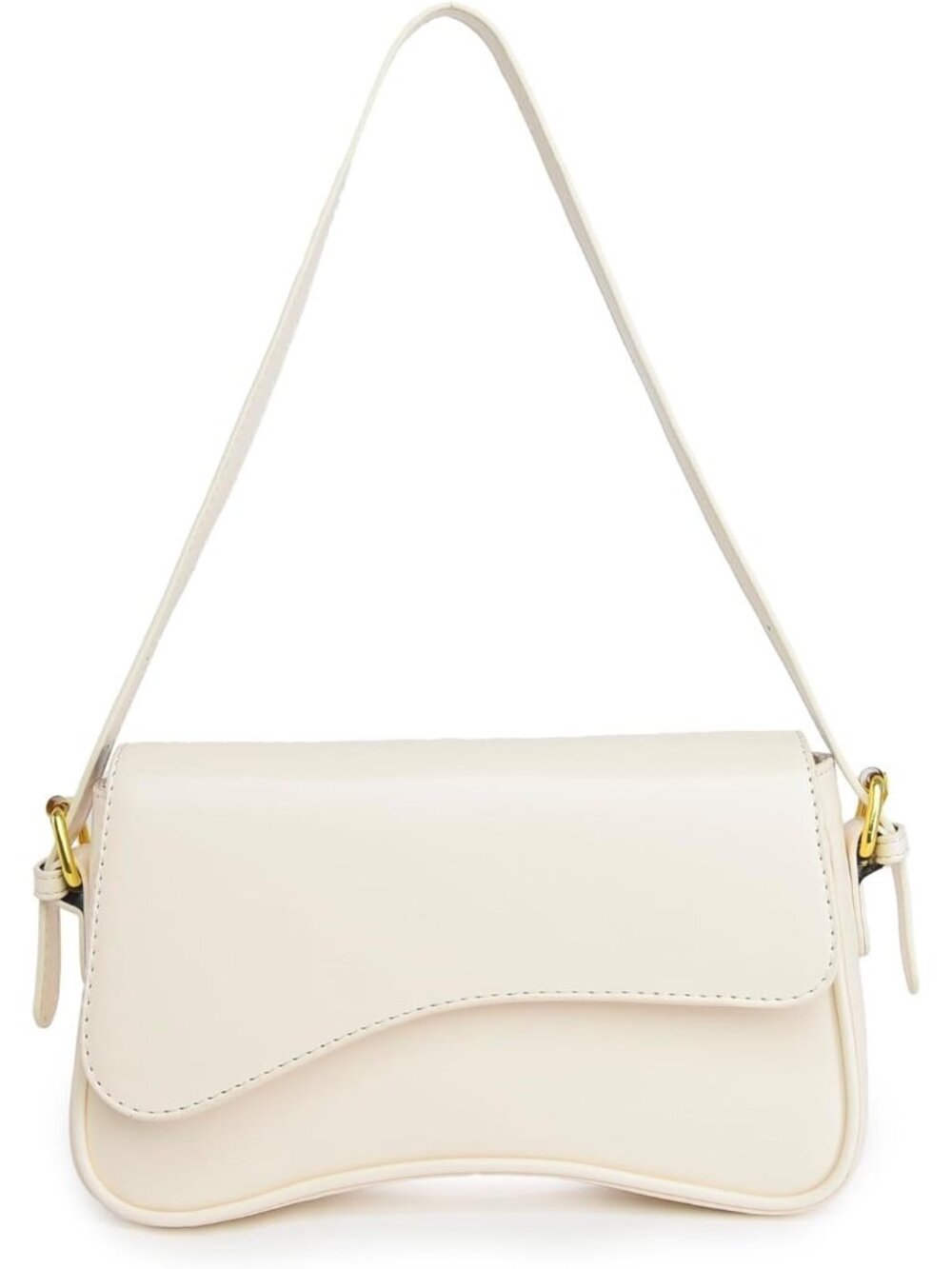 👜Women's A-White PU Leather Tote Shoulder Handbag 2 Removable Straps Zipper Bag